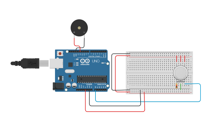 Circuit design Gas Sensor | Tinkercad