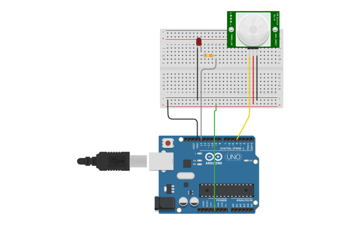 Circuit design PIR Sensor - Tinkercad
