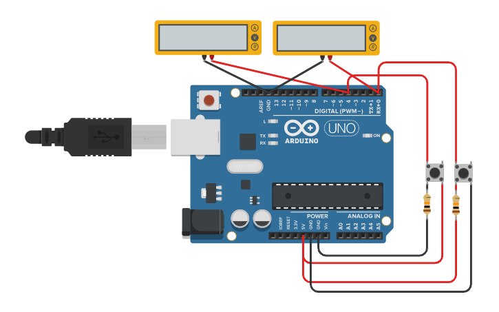 Circuit design pull-down e pull-up | Tinkercad