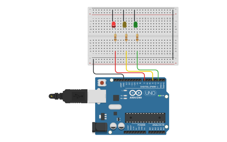 Circuit design Traffic Light - Arduino Uno - Tinkercad