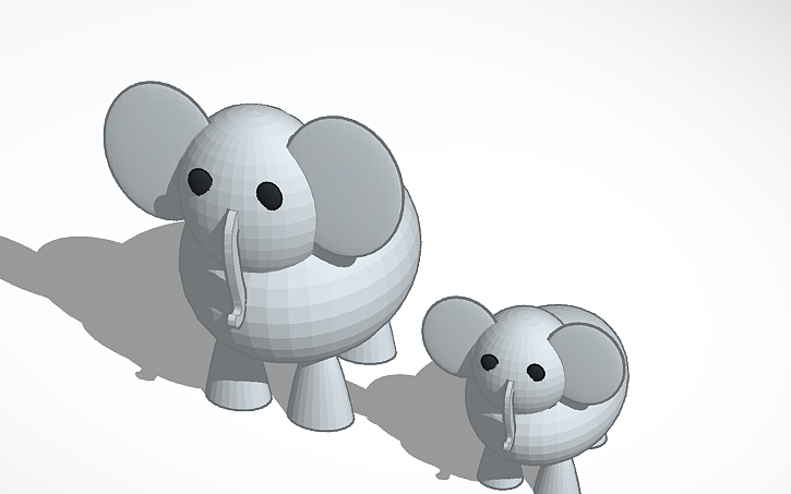 3D design Слониха и слоненок.Шульга Вика - Tinkercad