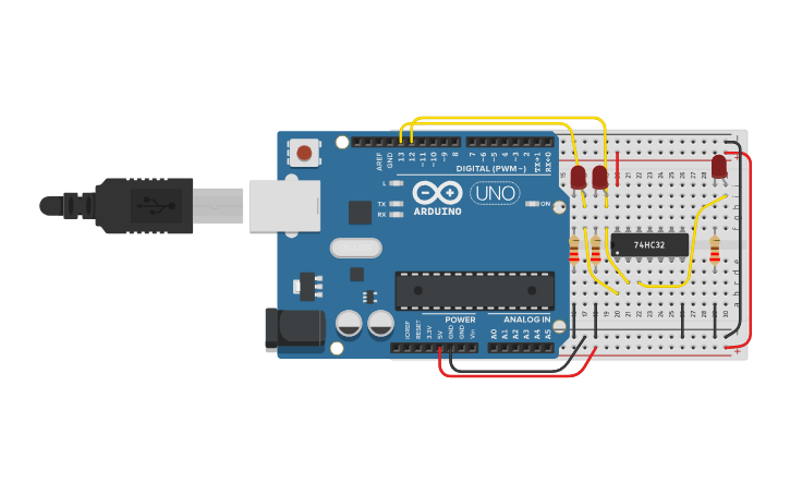 Circuit design SIMULACION 74ls32 - Tinkercad