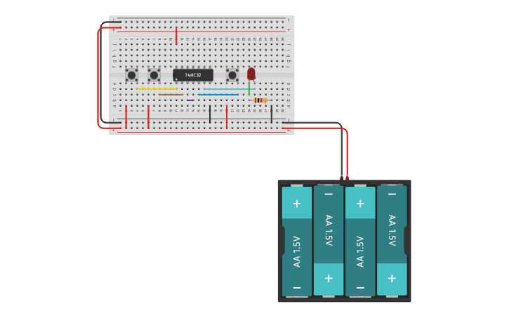 74hc32 Connection Arduino Circuit design AND 74HC32 - Tinkercad