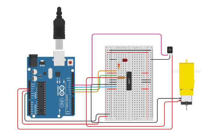 Circuit design Tania - Sensor Infrared dengan Motor DC | Tinkercad