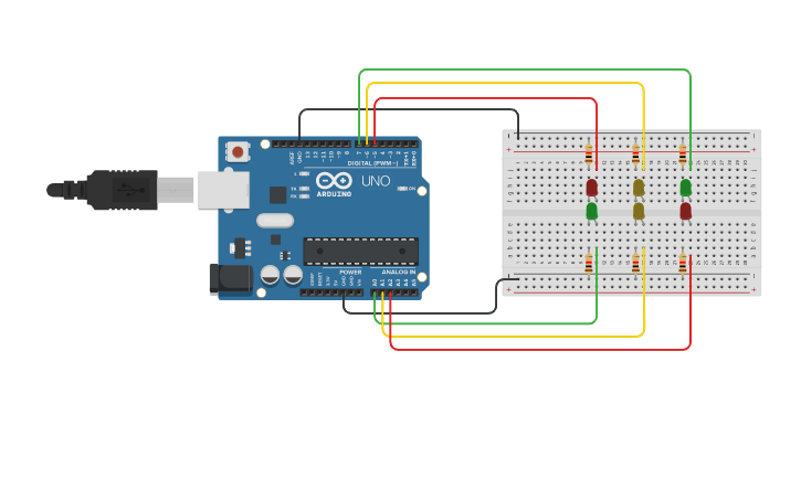 Circuit design B2_Ac5_semáforo doble - Tinkercad