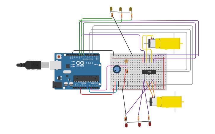 Circuit design Мотор + фоторезистор - Tinkercad