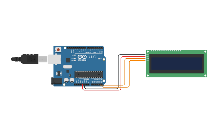 Circuit design I2C LCD (16x2) - Tinkercad