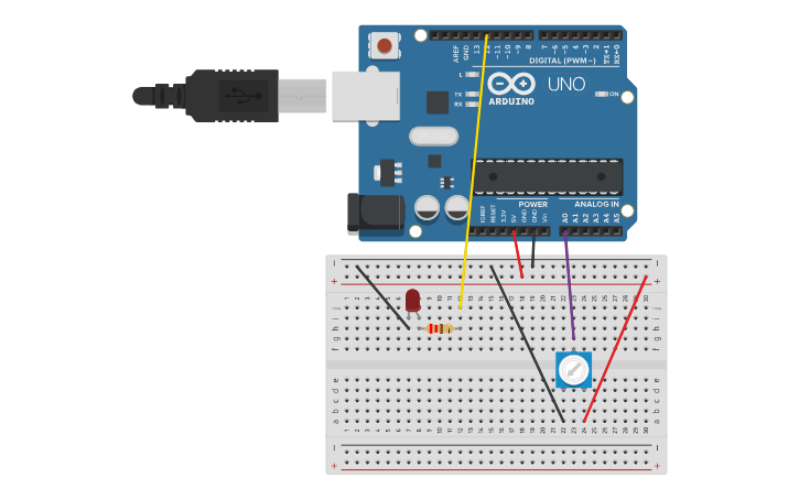 Circuit design Potenciometro-LED - Tinkercad
