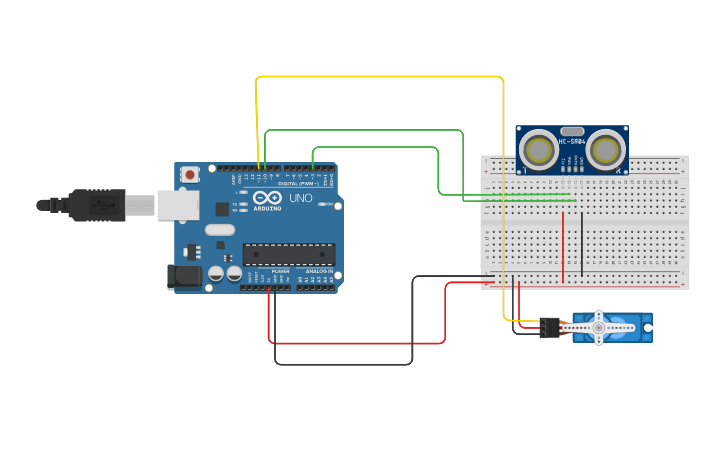Circuit design RADAR USING ARDUINO UNO - Tinkercad