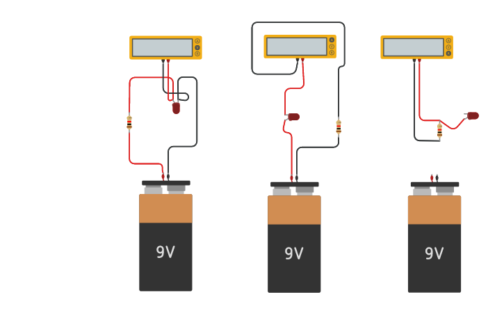 Circuit design Medicion de Voltaje, Amperaje y Resistencia - Tinkercad