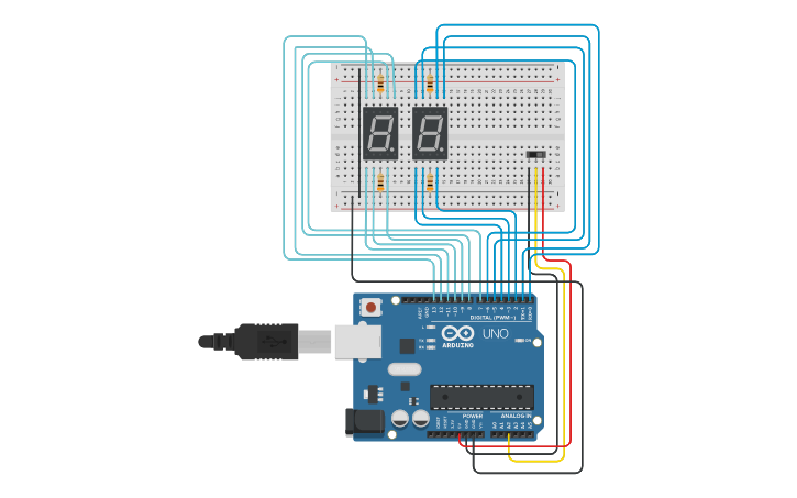 Circuit design Multiplexing 7 Segment Display - Tinkercad