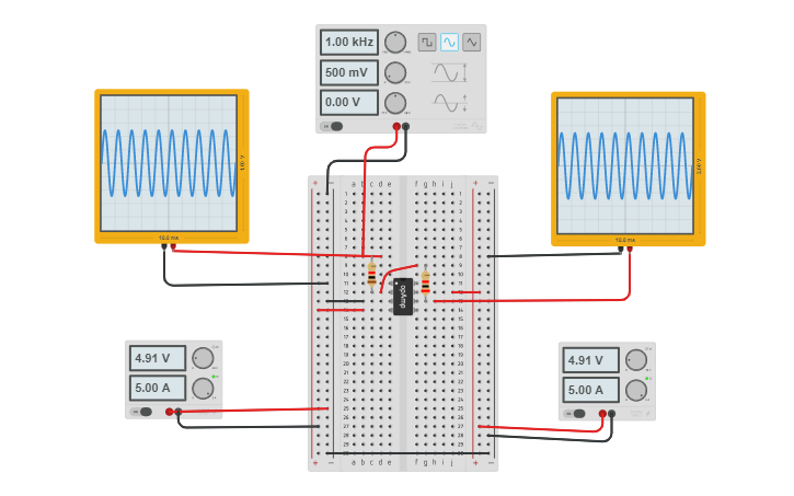 Circuit design INVERTING OP AMP - Tinkercad