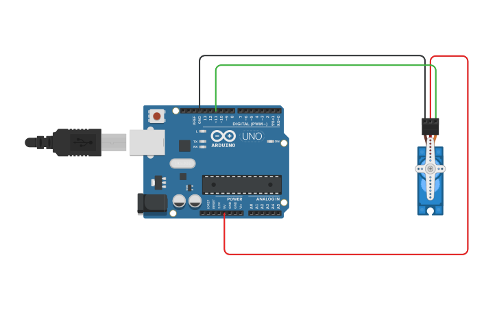 Circuit design Servo Motor - Tinkercad