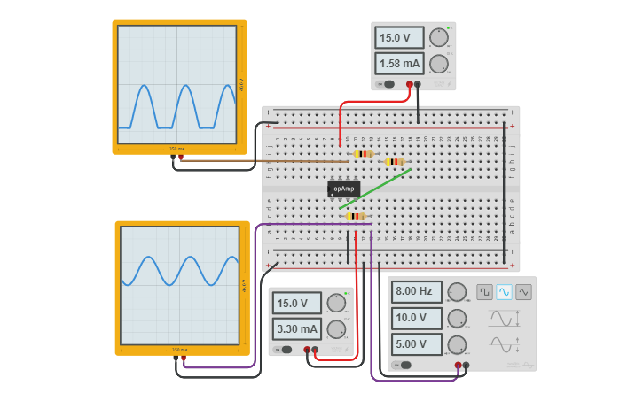 Circuit design Inverting op-amp - Tinkercad