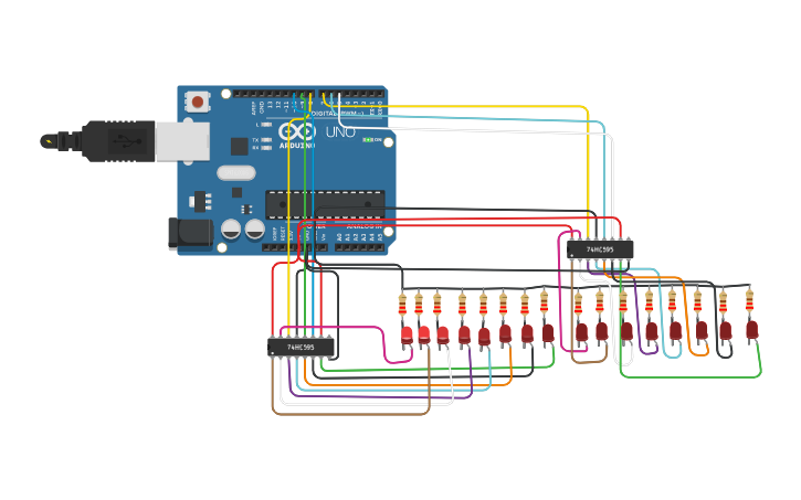 Circuit design Knight Rider Led Animation with Arrays (16 led ...