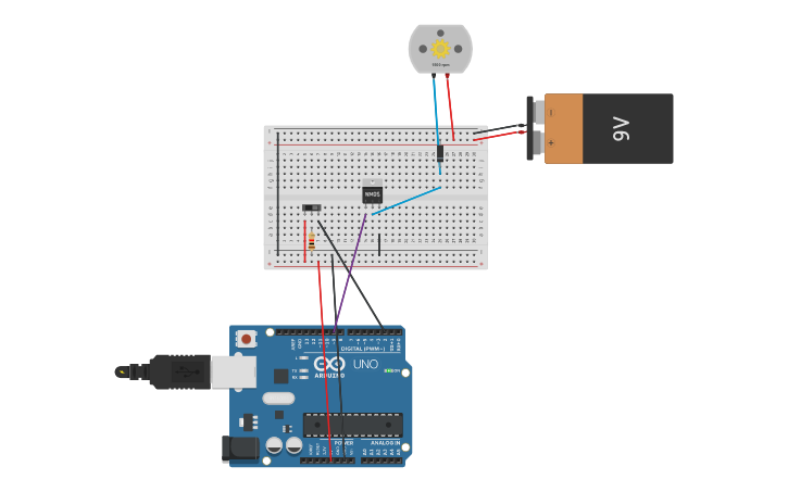 Circuit design Analog Speed DC Motor and Slide Switch - Tinkercad