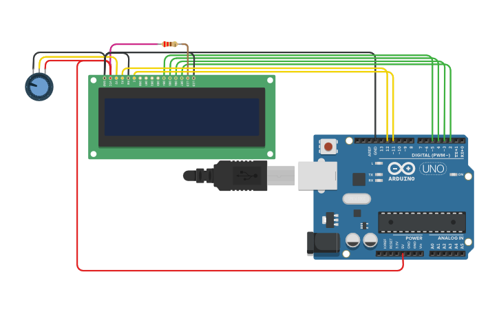 Circuit design Arduino LCD Hello World - Tinkercad