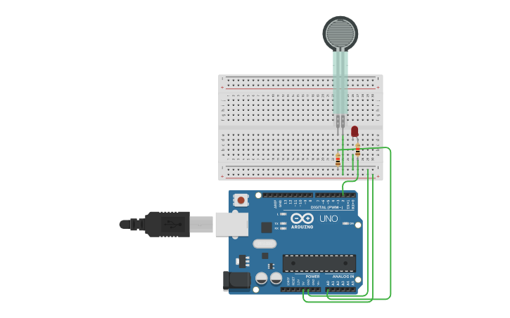 Circuit design Force sensor - Tinkercad