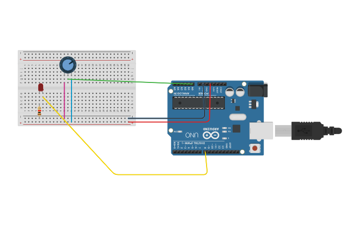 Circuit design potenciometro | Tinkercad