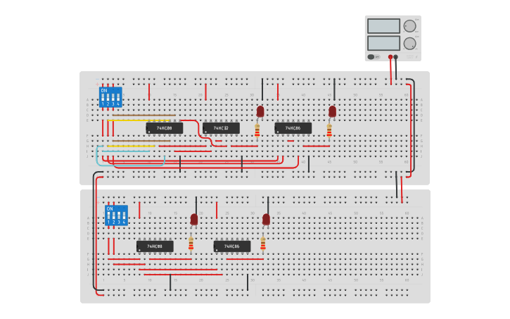 Circuit design Adder half dan full - Tinkercad