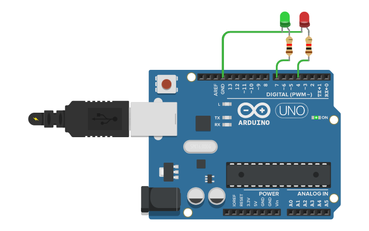 Circuit design Led y placa arduino - Tinkercad