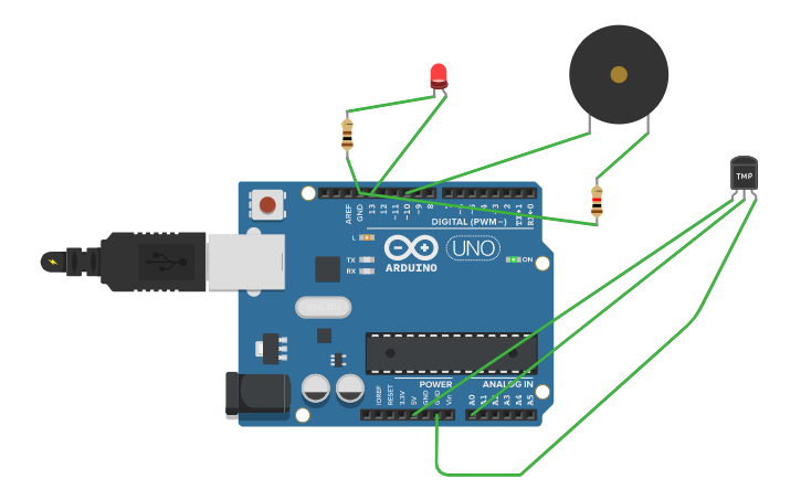 Circuit Design Led On Off Based On Temparature Tinkercad