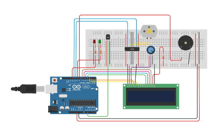 Circuit design Smart Irrigation system - Tinkercad