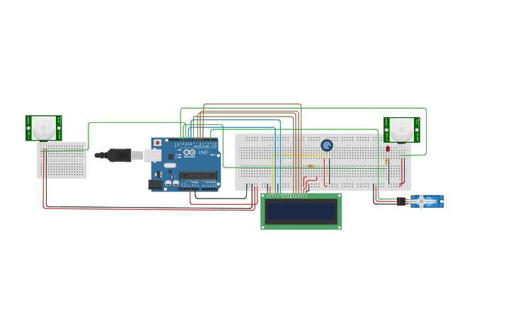 Circuit design Automatic door lock and notification | Tinkercad