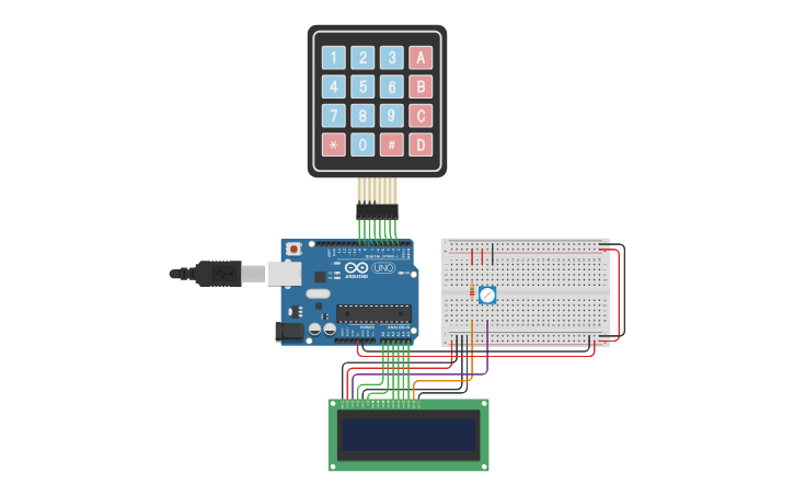 Circuit design Arduino menu with keypad - Tinkercad