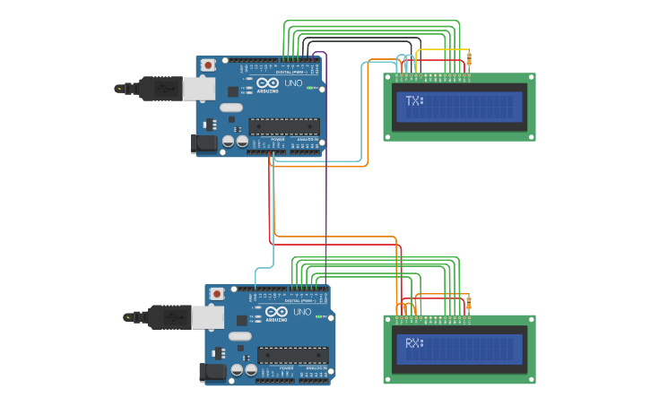 Circuit design Trasmissione messaggi con pin RX/TX ad altro Arduino ...