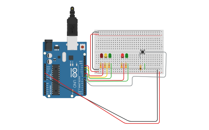 Circuit design Traffic Light | Tinkercad