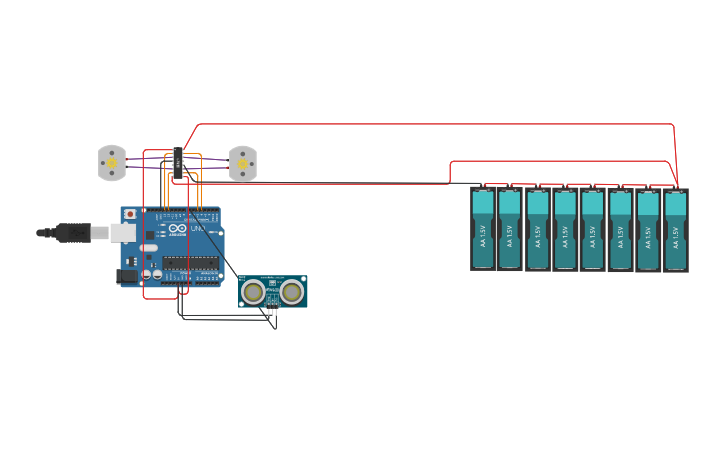 Circuit design obstacle avoidance bot - Tinkercad
