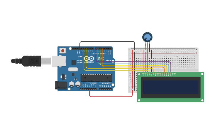 Circuit design LCD 16X2 - Tinkercad