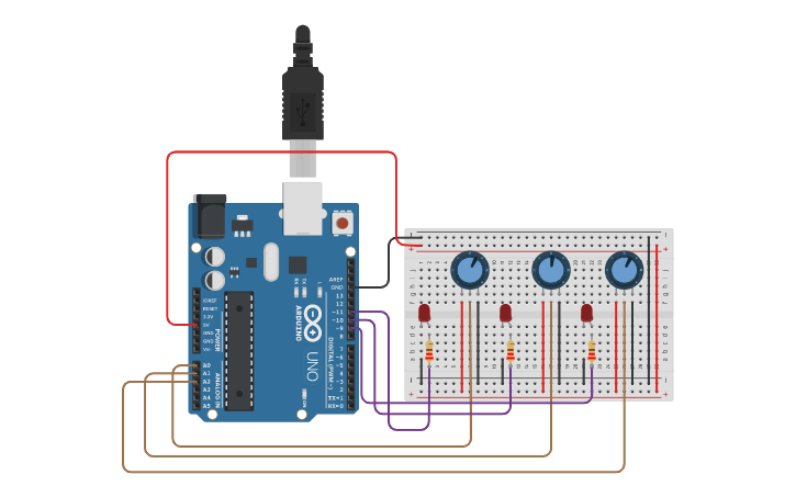Circuit design Semana8-Led y Potenciometro - Tinkercad