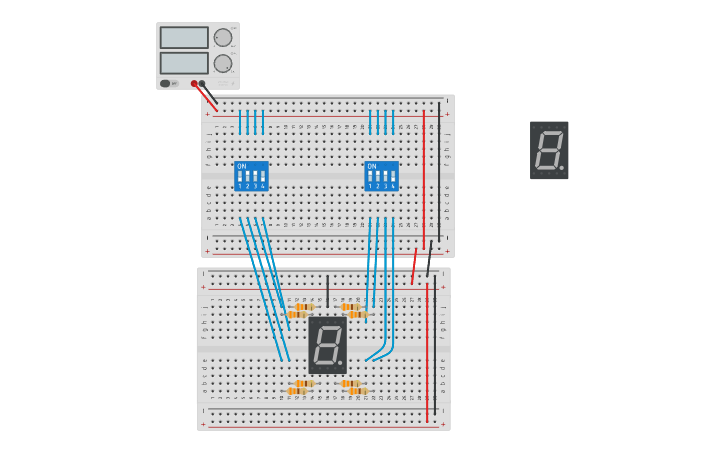 Circuit design 7 segment display - Tinkercad