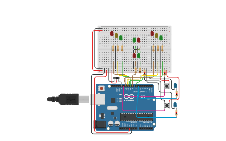 Circuit design Traffic Light | Tinkercad
