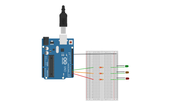 Circuit design Traffic signal | Tinkercad