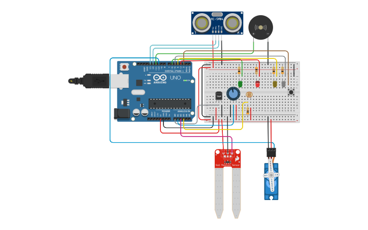 Circuit design Sistem Pertanian Cerdas - Tinkercad
