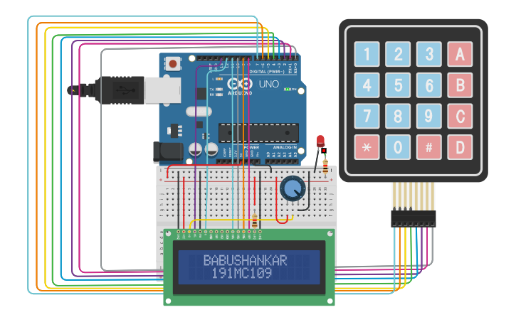 Circuit design Development of Calculator Using Arduino - Tinkercad