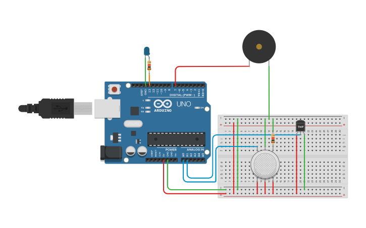 Circuit design Fire Alarm System - Tinkercad