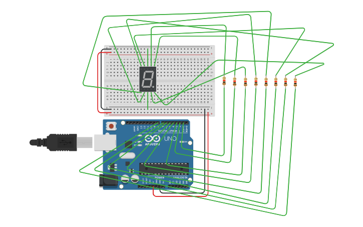 Circuit design 7 segment display - Tinkercad