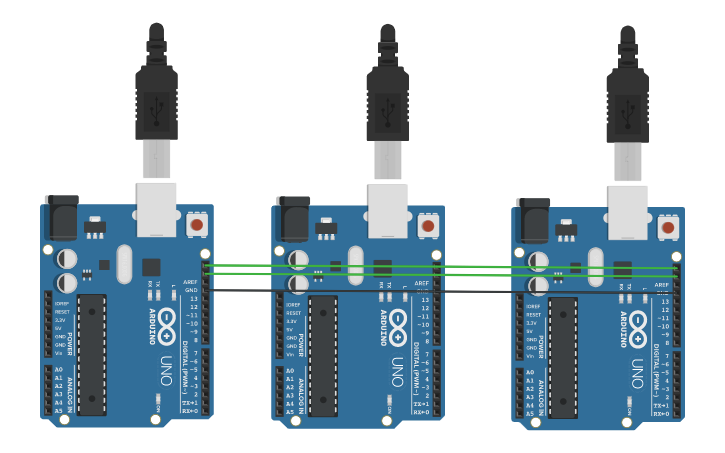 Circuit design master slave in arduino - Tinkercad