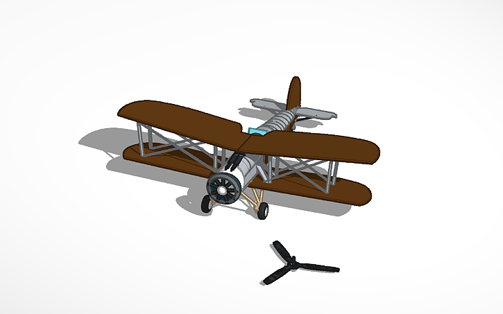 3D design Generic unmarked WW1-era Biplane - Tinkercad