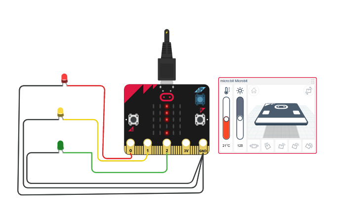 Circuit design Semáforo Microbit - Tinkercad