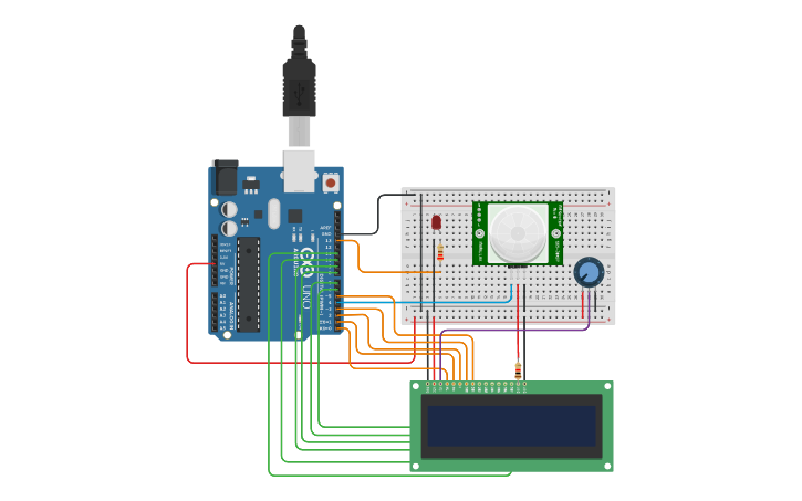 Circuit design Motion Detector: PIR Motion Sensor - Tinkercad