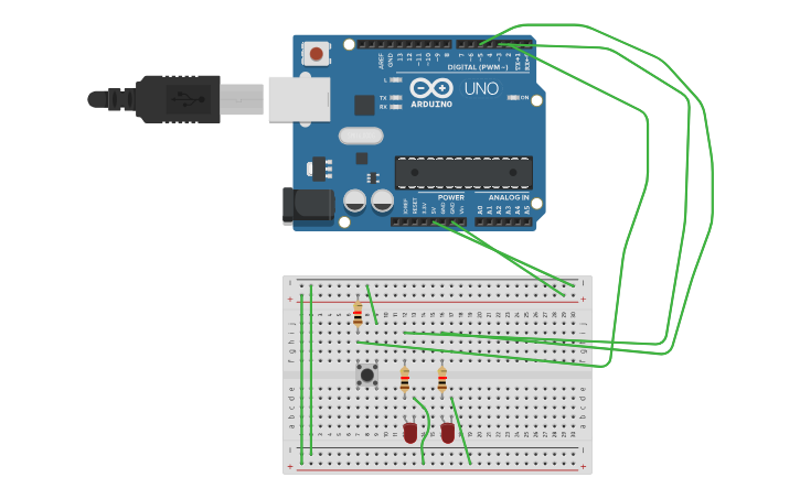 Circuit design Arduino input and output - Tinkercad