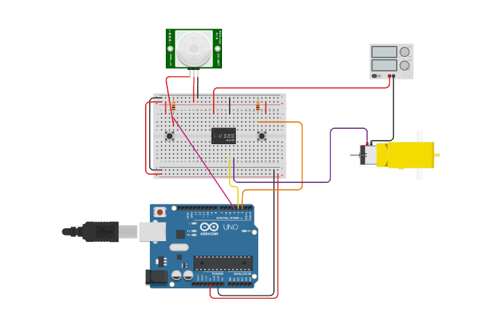 Circuit design banda transportadora - Tinkercad