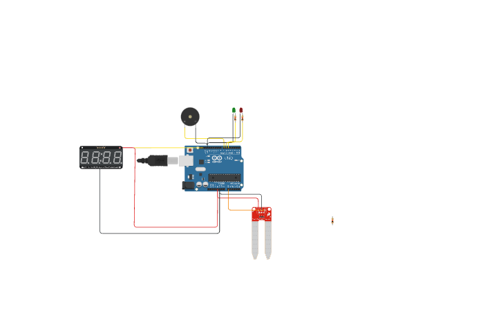 Circuit design IOT Based Soil Moisture Monitoring - Tinkercad