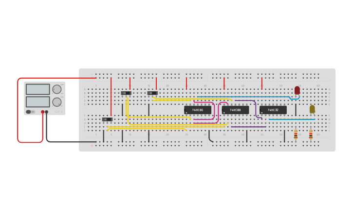 Circuit design Full adder using basic gates | Tinkercad