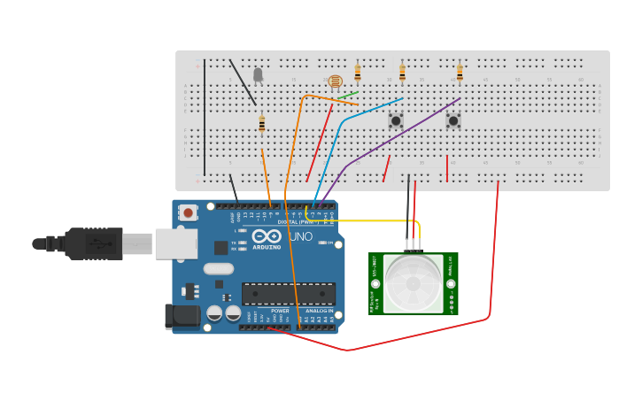 Circuit design Motion Auto Light - Tinkercad